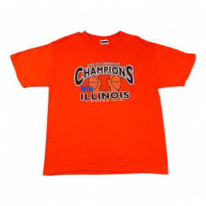 Vintage Big Ten Shirt Adult LARGE Orange University Illinois Illini 2005 Y2K